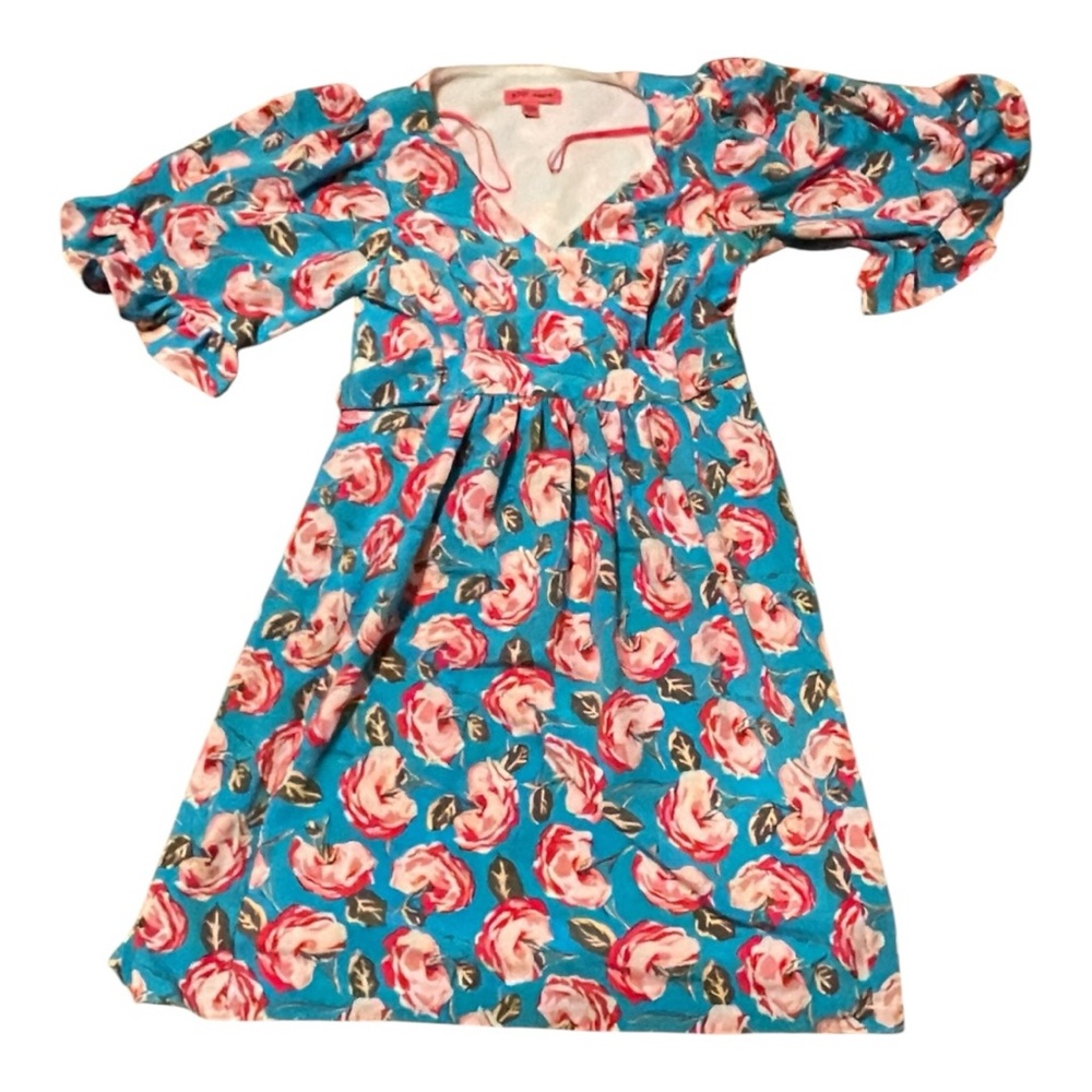 Betsey Johnson Blue Floral Fit & Flare Dress – Size 4p - Picture 6 of 13